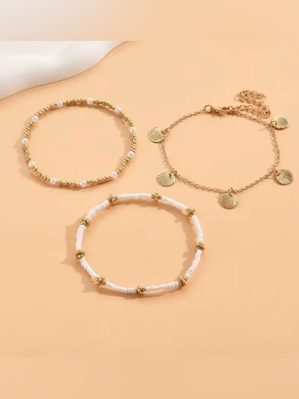 ✨ 3PCS Retro Pearl Beaded Anklet Set | Boho Coastal Summer Vibes ✨ - Picture 5 of 5